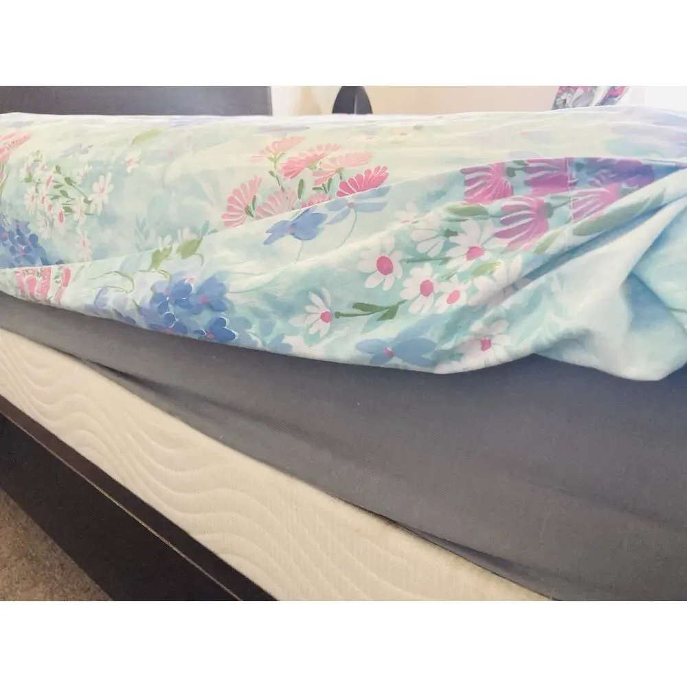 Cannon Royal Family Shangrila Flat Sheet Blue Floral Pink White Flowers Duvet Co
